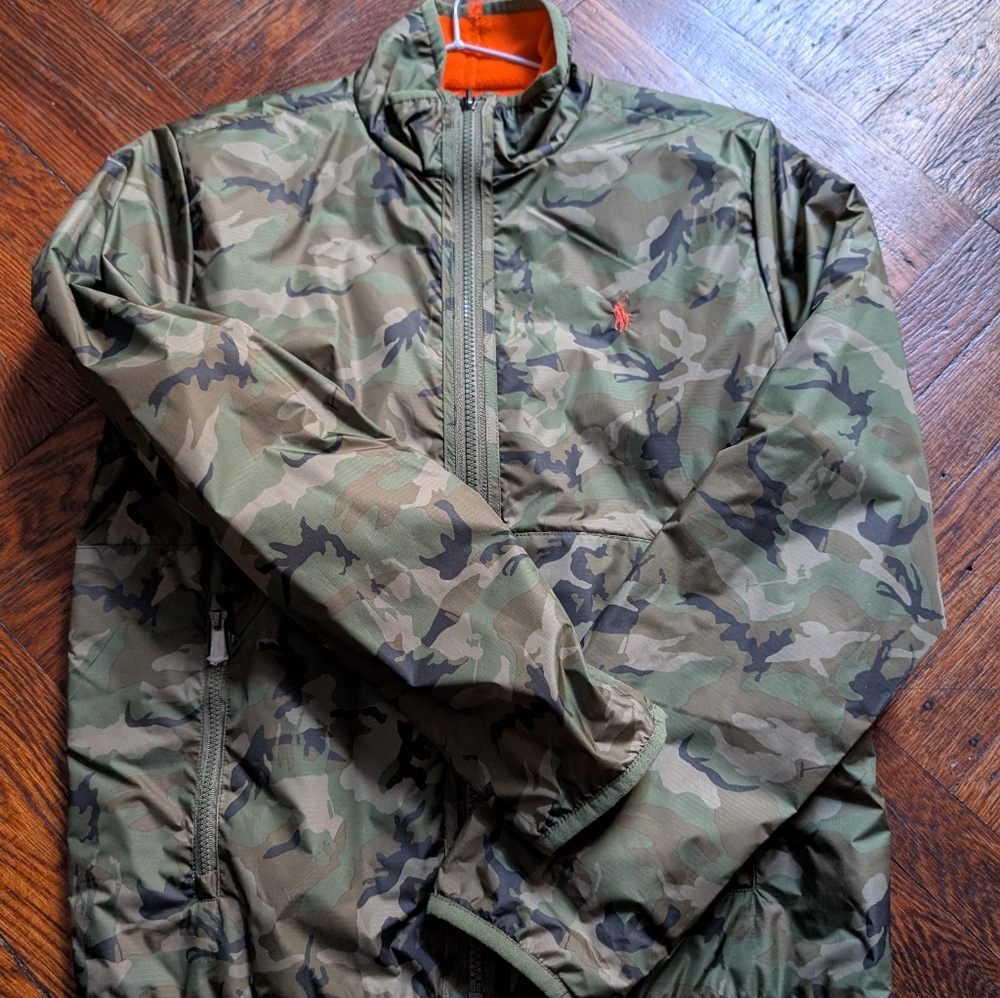 Ralph Lauren Green Camouflage Windbreaker New Fleece Inside